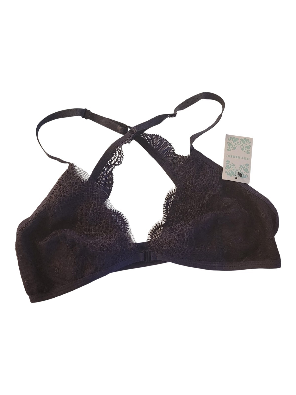 Anemone Lace Bralette In Deep Plum With Cross-Back Straps